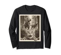 Cat Selfie with T-Rex Dinosaur Funny Cat Maglia a Manica
