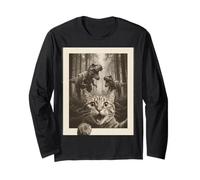 Cat Selfie with T-Rex Dinosaur Funny Cat Maglia a Manica