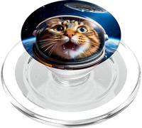 Cat Selfie with UFO Funny Outer Space Galaxy Graphic PopSockets PopGrip per MagSafe