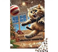 Cat Set Da 1000 Pezzi Carta Riciclata Xmas Kitten Puzzle Per Adulti Appassionati Di Puzzle Loisirs A Casa Ore Di Intrattenimento Garantite 70x50cm/1000pcs