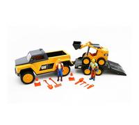CAT Set Veicoli da Costruzione con Camion Ribaltabile, Escavatore, Operai e Accessori | Giocattolo Cantiere Realistico per Bambini 3+