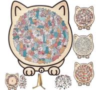 Cat Shaped Puzzle | 135-piece Colored Cat Shaped Wooden Jigsaw Puzzle | Framed by Adorable Cats Outline Puzzles | Animal Cats Wooden Puzzles Pieces Decor for C-at Lovers