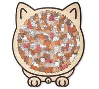Cat Shaped Puzzle | 135-piece Colored Cat Shaped Wooden Jigsaw Puzzle | Wooden Jigsaw Puzzles Macaron Color Cats Animal Puzzles Games for Adults Teens Home Decor Gift, Cats Lovers
