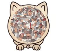 Cat Shaped Puzzle | 135-piece Colored Cat Shaped Wooden Jigsaw Puzzle | Wooden Jigsaw Puzzles Macaron Color Cats Animal Puzzles Games for Adults Teens Home Decor Gift, Cats Lovers