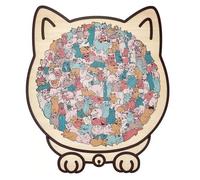 Cat Shaped Puzzle | 135-piece Colored Cat Shaped Wooden Jigsaw Puzzle | Wooden Jigsaw Puzzles Macaron Color Cats Animal Puzzles Games for Adults Teens Home Decor Gift, Cats Lovers