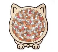 Cat Shaped Puzzle，135-Piece Colorful Cat-Shaped Wooden Puzzle, Home Decor And Gifts. (Maillard colors)