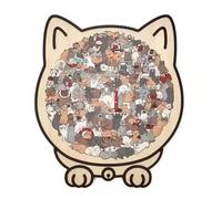 Cat Shaped Puzzle，135-Piece Colorful Cat-Shaped Wooden Puzzle, Home Decor And Gifts. (Morandi colors)