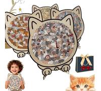 Cat Shaped Puzzle,135-Piece Morandi-Colored Cat Shaped Wooden Jigsaw Puzzle,Detailed Cats-Themed Pieces,Creative Gift for Cats Lovers and Puzzle Enthusiasts (4PCS)
