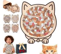 Cat Shaped Puzzle,135-Piece Morandi-Colored Cat Shaped Wooden Jigsaw Puzzle,Detailed Cats-Themed Pieces,Creative Gift for Cats Lovers and Puzzle Enthusiasts (1PCS-A)