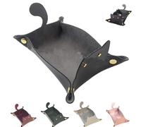 cat-shaped tray made of pu leather,organizer da comodino a forma di gatto,vassoio per dadi pieghevole portatile,per cellulare,portafoglio,chiavi,monete,orologi-black