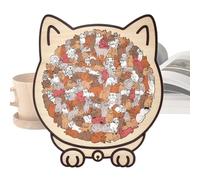 Cat Shaped Wooden Jigsaw, Fine Motor Skills Toy, 135 Pieces Animal Sculpture Puzzle For Adults Women Family Kids Kitten Lovers Halloween Home
