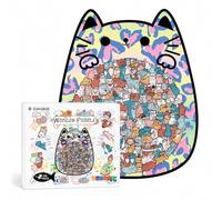 Cat Shaped Wooden Puzzle 135 Piece Jigsaw for Adults with Display Stand