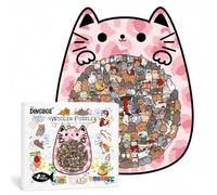 Cat Shaped Wooden Puzzle 135 Piece Jigsaw for Adults with Display Stand