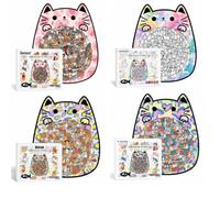 Cat Shaped Wooden Puzzle 135 Piece Jigsaw for Adults with Display Stand