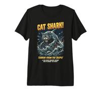 Cat Shark Terror from The Deep Retro Ocean Monster Horror Maglietta Premium
