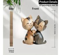 Cat Sign | 2d Wooden Couple Cat Desk Decorations - Animal Home Decorations for Valentines Cabinet Cubicle Entryway Birthday Friends Holiday Bedroom Living Room Shelf