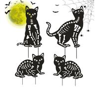 Cat Silhouette Garden Stakes, Garden Stakes Decorative Cat | Set di 4 Tote da giardino con di gatto in metallo | Statue decorative animali resistenti alle intemperie per arte del giardino