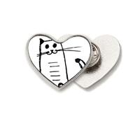 Cat Sle Sit Black Line Art Deco Fashion Heart Metal Pin Spilla Clip Love