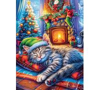 Cat Sleeping by The Fireplace Puzzle 1000 Pezzi Rompicapo Per Team Building Accompany Fairy Tale Cute Attività Di Gruppo Collaborazione E Divertimento Regalo Festa Aziendale 1000 PCS