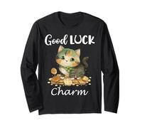 Cat St Patricks Funny Irish Lucky Cat St Paddys Good Charm Maglia a Manica