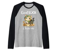 Cat St Patricks Funny Irish Lucky Cat St Paddys Good Charm Maglia con Maniche Raglan