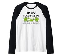 Cat St Patricks off to Commit Cat Mom Foolery St Patrick's Maglia con Maniche Raglan