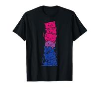 Cat Stack Bisexual Pride Cute Bi Flag LGBT Animal Lover Gift Maglietta