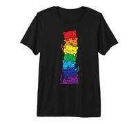 Cat Stack Rainbow Gay Pride Cute LGBT Animal Pet Lover Gift Maglietta Premium