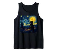 Cat Starry Funny Night Cat Lover Van Gogh Cat Mom Cat Dad Canotta