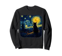 Cat Starry Funny Night Cat Lover Van Gogh Cat Mom Cat Dad Felpa