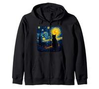 Cat Starry Funny Night Cat Lover Van Gogh Cat Mom Cat Dad Felpa con Cappuccio