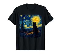 Cat Starry Funny Night Cat Lover Van Gogh Cat Mom Cat Dad Maglietta