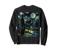 Cat Starry Night - Van Gogh Inspired Tee for Cat Lover Felpa