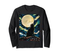 Cat Starry Night - Van Gogh Inspired Tee for Cat Lover Maglia a Manica