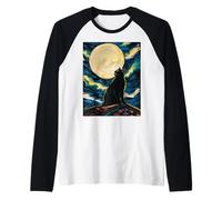 Cat Starry Night - Van Gogh Inspired Tee for Cat Lover Maglia con Maniche Raglan