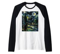 Cat Starry Night - Van Gogh Inspired Tee for Cat Lover Maglia con Maniche Raglan
