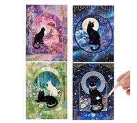 Cat Sticker Craft Kit - 4 Pack DIY Puzzle Scenes, Portable Art Activity, Cr