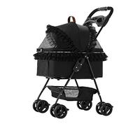 Cat Stroller Pet Strollers For Dogs And Cats, Separable 4 Wheel Pet Travel Pram Folding Dog Strollers Cart, Dog Pram Pushchair Detachable Carrier Trolley With Cup Holder(Nero)