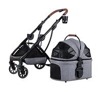 Cat Stroller Pet Strollers for Small and Medium Dogs, Dog Pram Buggy Detachable Pet Cat Stroller Foldable Multiple Dog Prams Pushchairs for Small Dogs with Cup Holder(Grey B)