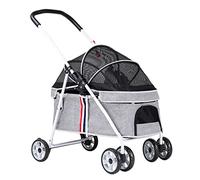 Cat Stroller Zipperless Entry Pet Stroller Pushchair for Small Medium Dogs Within 20kg, Pet Dog Strollers for Small Dogs, Dog Prams Pushchairs with Adjustable Awning(Gray a)