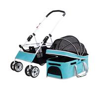 Cat Strollers for 2 Cats, Pet Dog Strollers for Medium Small Dogs, Lightweight Pet Stroller Dog Pram Cart Cat Stroller Travel Carrier Dog Prams Pushchairs, Detachable Carrier(Blue)