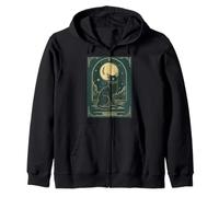 Cat Tarot Card - The Moon Vintage Style Tee Felpa con Cappuccio