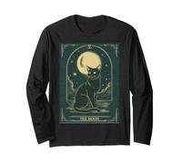 Cat Tarot Card - The Moon Vintage Style Tee Maglia a Manica