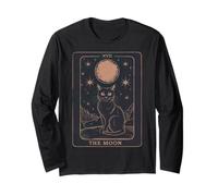 Cat Tarot Card - The Moon Vintage Style Tee Maglia a Manica