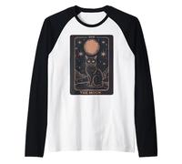 Cat Tarot Card - The Moon Vintage Style Tee Maglia con Maniche Raglan