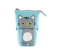 Cat Telescopic Large Capacit Organizer with Zipper Stand Up Pencil Case | Standing Pen Holder Stand Up Pencil Case for School, Office, Travel Settings, Students, Office Workers