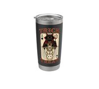 Cat Trick or Treat Devil Angel Giocatore di carte da gioco Bicchiere termico in acciaio inox doppia parete
