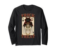 Cat Trick or Treat Devil Angel Giocatore di Carte da Gioco Maglia a Manica