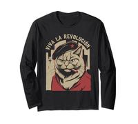 Cat Tshirt Viva La Revolucion Kitty Meow Guerrilla Kitten Maglia a Manica