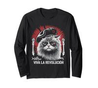 Cat Tshirt Viva La Revolucion Kitty Meow Guerrilla Kitten Maglia a Manica